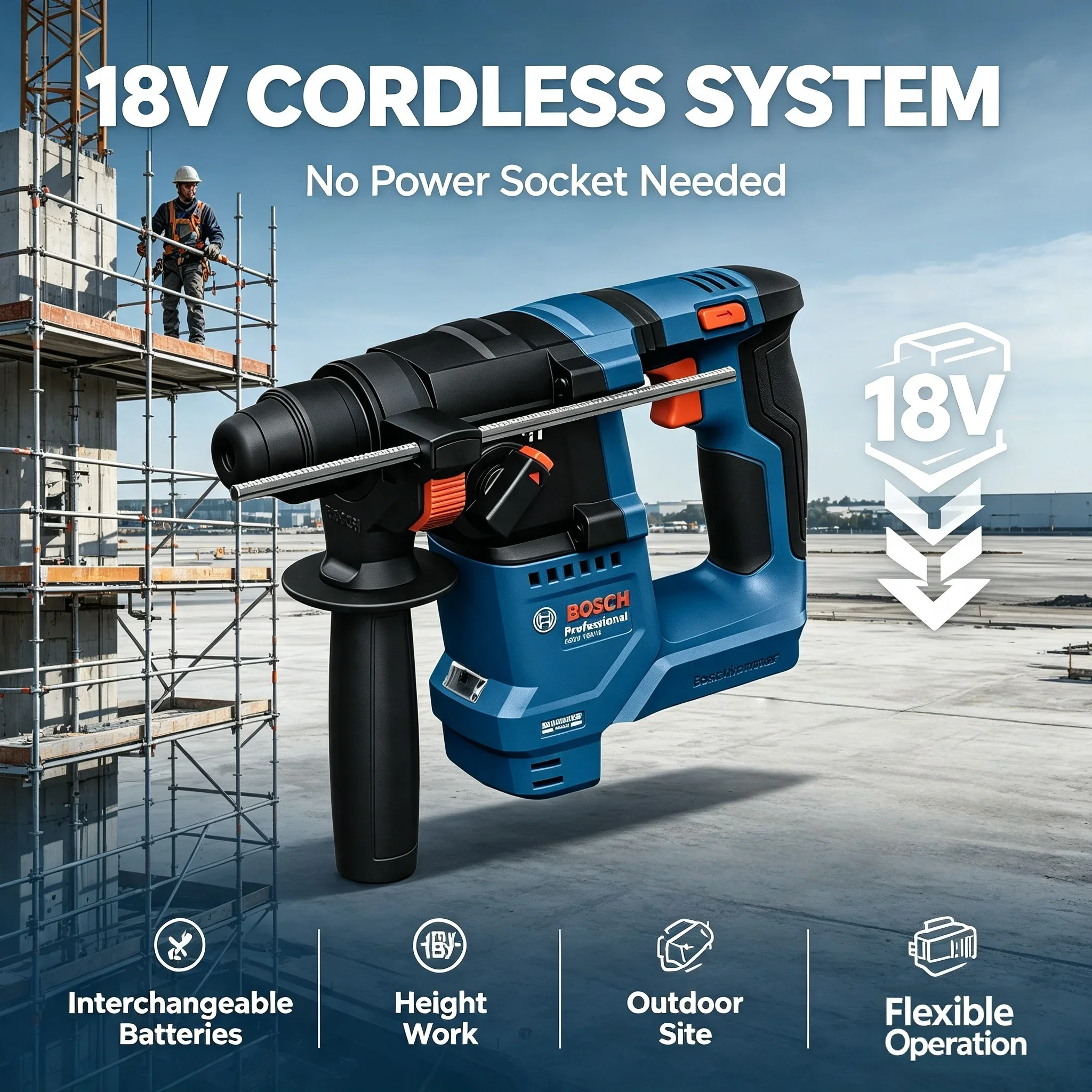 مطرقة دوارة لاسلكية Bosch GBH  - مراجعة Power Tools Professional وسعره